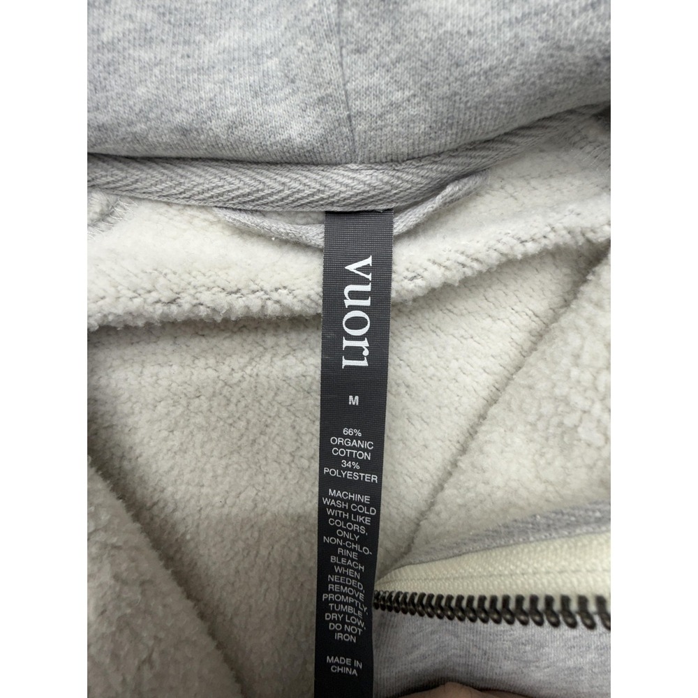 Vuori Fleece Hoodie Womens Medium Gray Sherpa Lined 1/4 Zip Pullover Sweatshirt - Picture 5 of 10